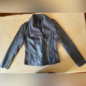 Elegant Gray Faux Leather Jacket